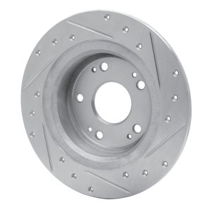 Acura ILX Brake Rotor (1) - Rear Left - R1 Concepts - Drilled & Slotted - Silver - `05-`22
